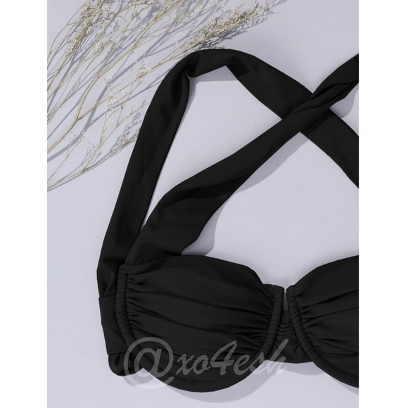 Black Push Up Swim Bra Top - Picture 3 of 7